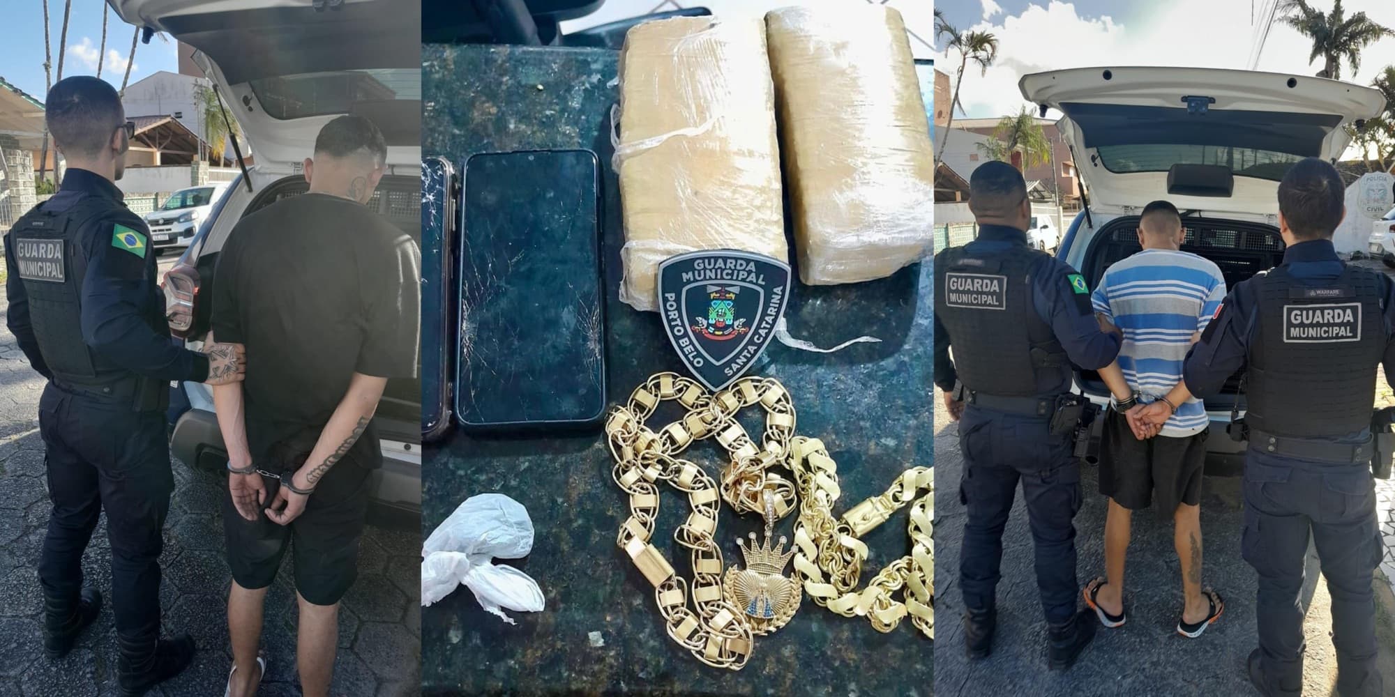 Guarda Municipal desmonta ponto de tráfico, prende drogas e criminosos em flagrante em Porto Belo