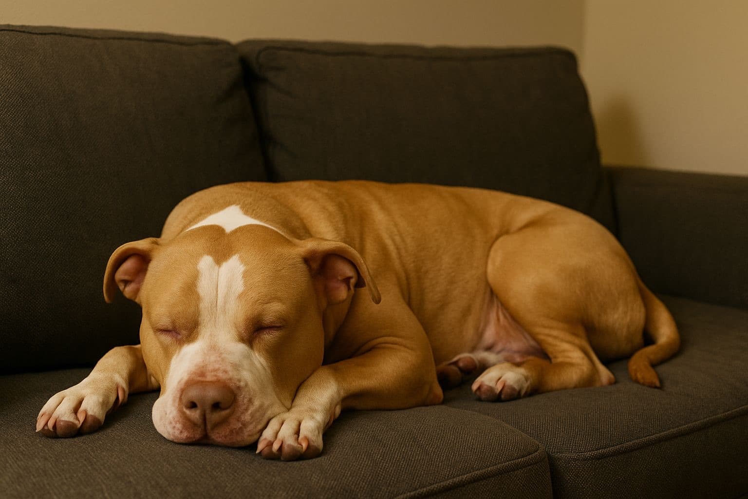 “Deixa a casa pra ele”: pit bull invade residência de Florianópolis, deita no sofá e dorme