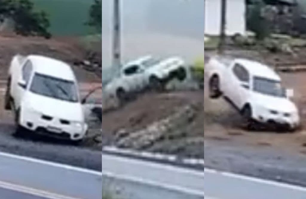 “Troca a cueca e segue viagem”: flagrante de acidente com caminhonete em SC viraliza