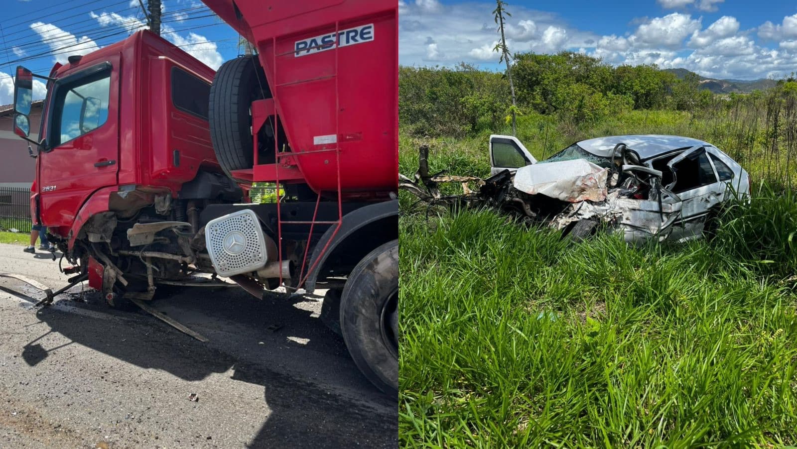 Idoso morre em colisão entre carro e caminhão na SC-412, em Ilhota