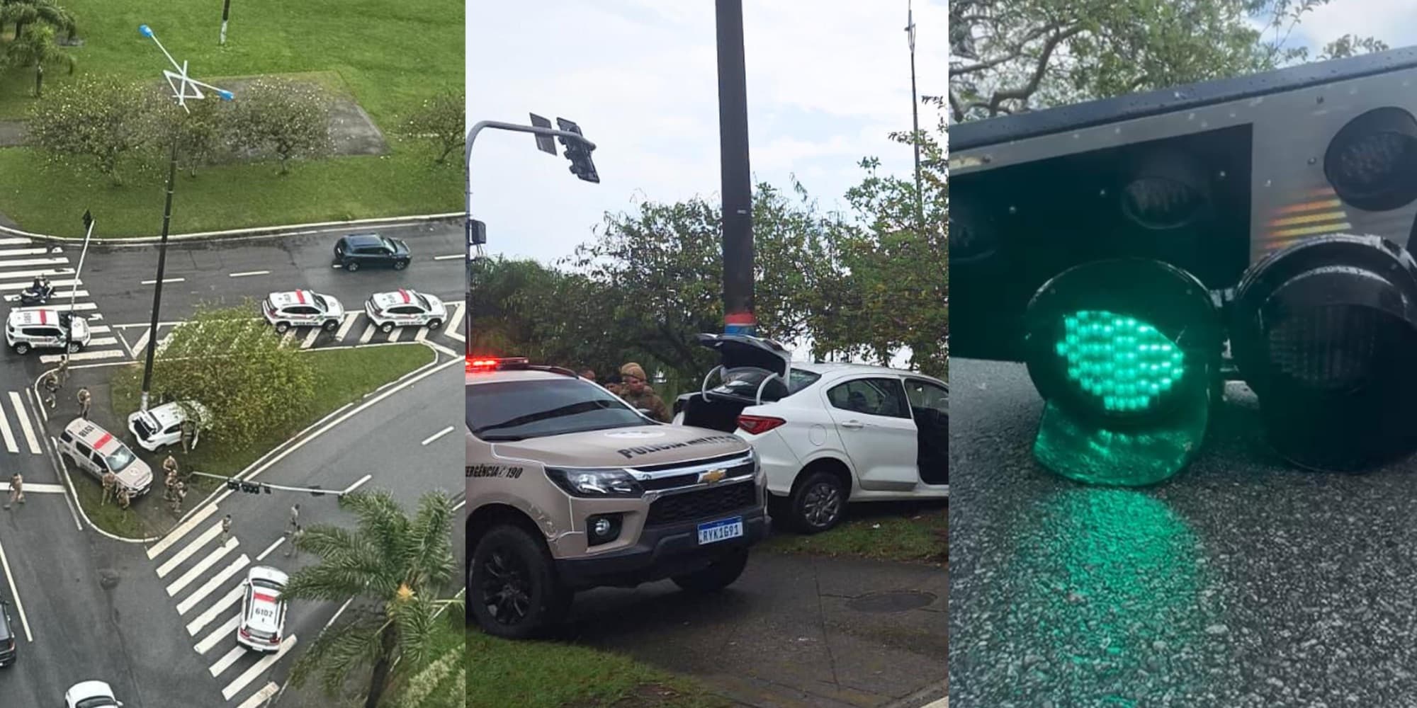Perseguição cinematográfica em Florianópolis termina com traficante preso e semáforo derrubado