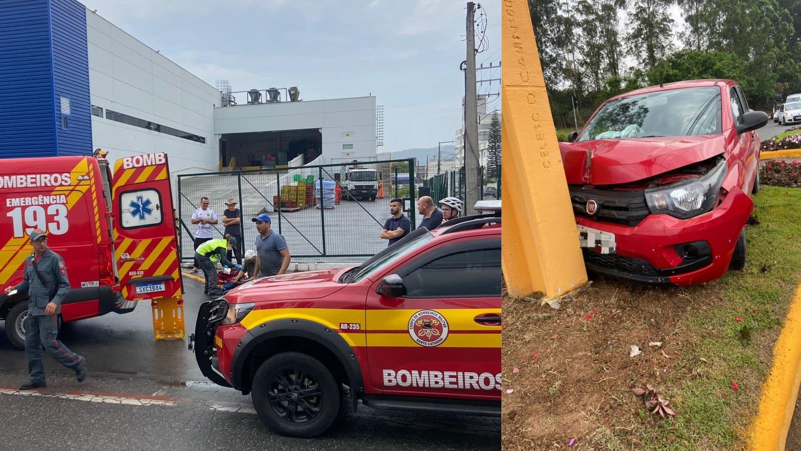 Motorista perde o controle e acerta poste em cheio no Centro de Camboriú