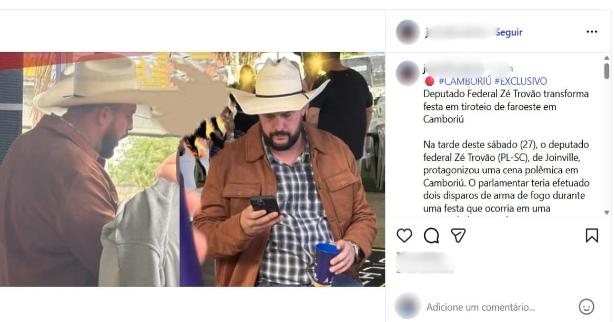 Deputado Zé Trovão esclarece sobre “tiroteio” durante aniversário de advogado em Camboriú