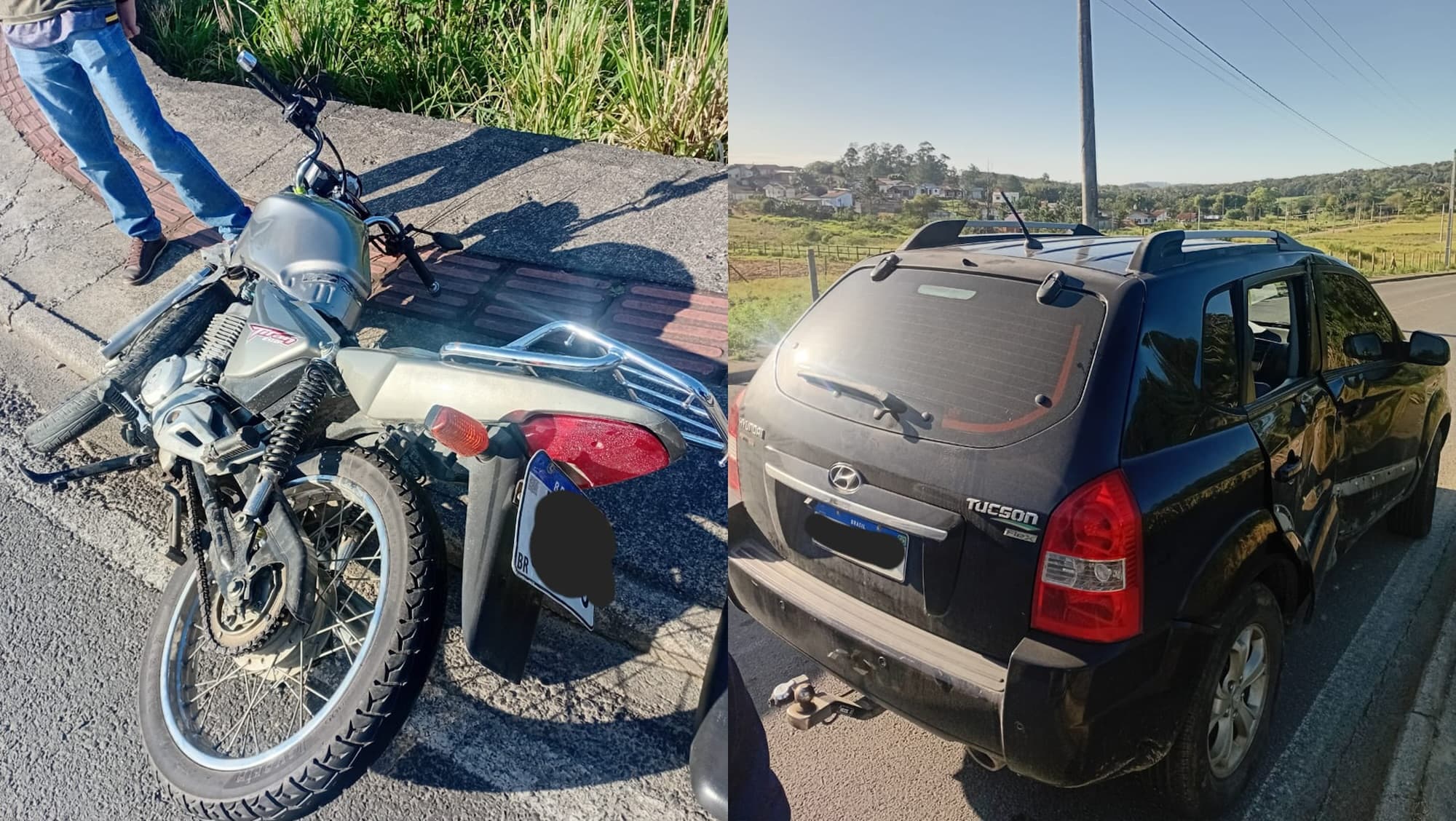 Jovem sofre fratura exposta em colisão entre moto e carro em SC