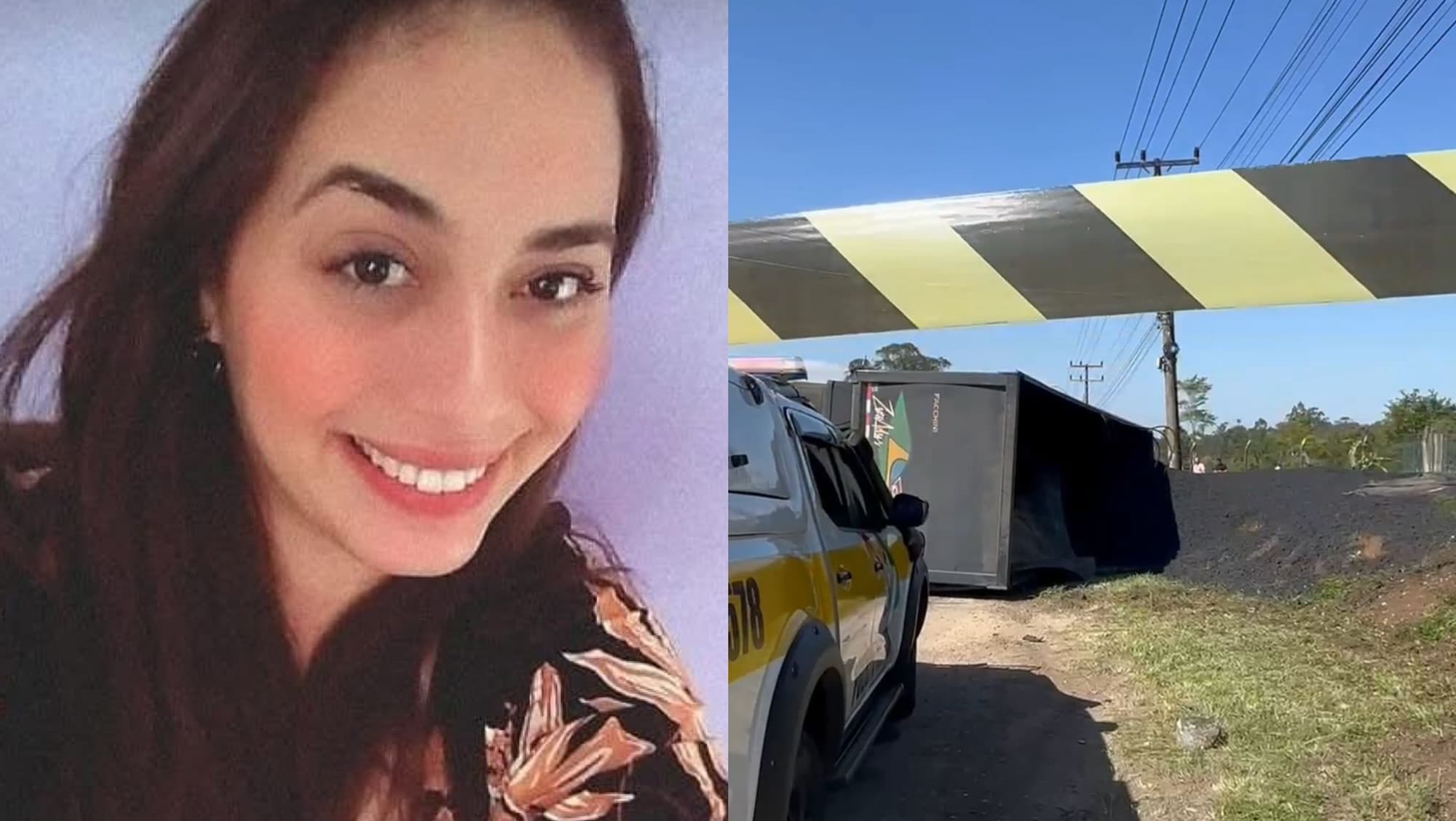 Menino de 10 anos vê mãe morrer após caminhão tombar em Criciúma, na SC-443