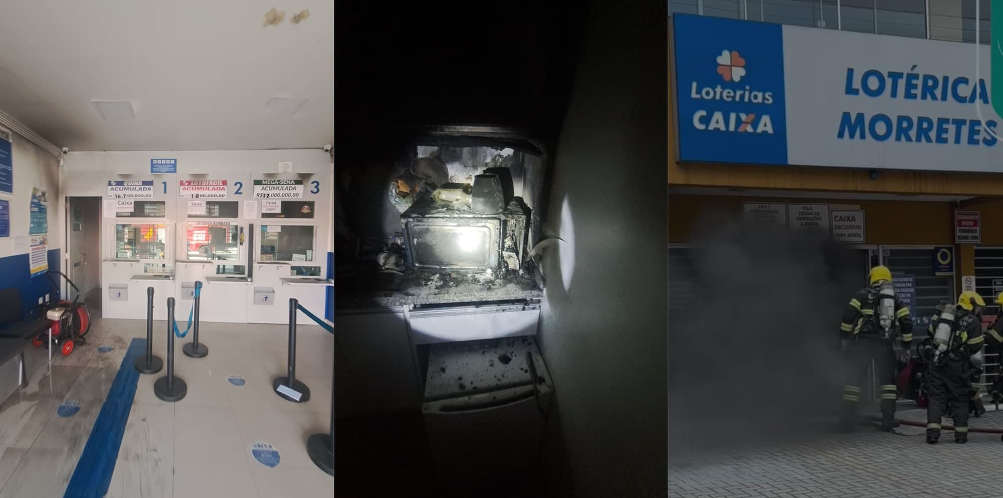 Fogo e fumaça tomam lotérica em Itapema, e bombeiros evitam tragédia