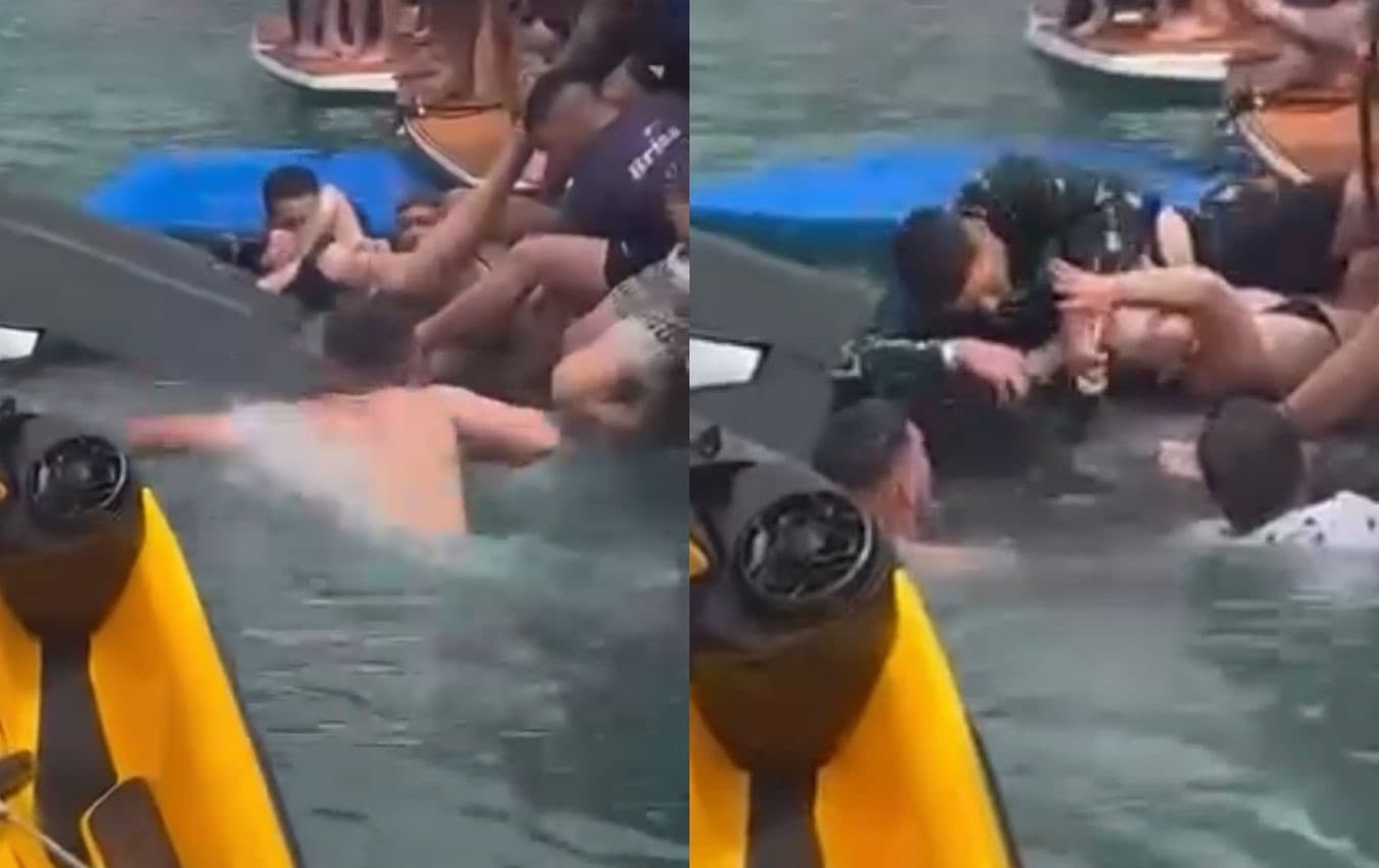 Pânico no Caixa D”Aço: vídeos mostram resgate de mulher com cabelo sugado por jetski
