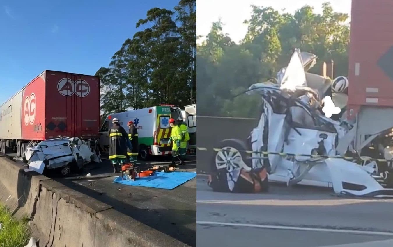 Tragédia na BR-376: três mortos após carro ser esmagado entre carretas na rota para SC