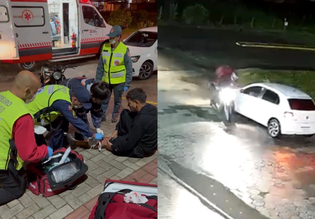 “Arrancou o couro”: motoboy entra na contramão e provoca acidente em Tijucas