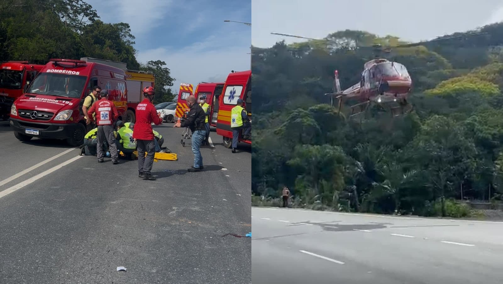 Casal de motociclistas fica gravemente ferido em acidente na Transbeto, em Penha