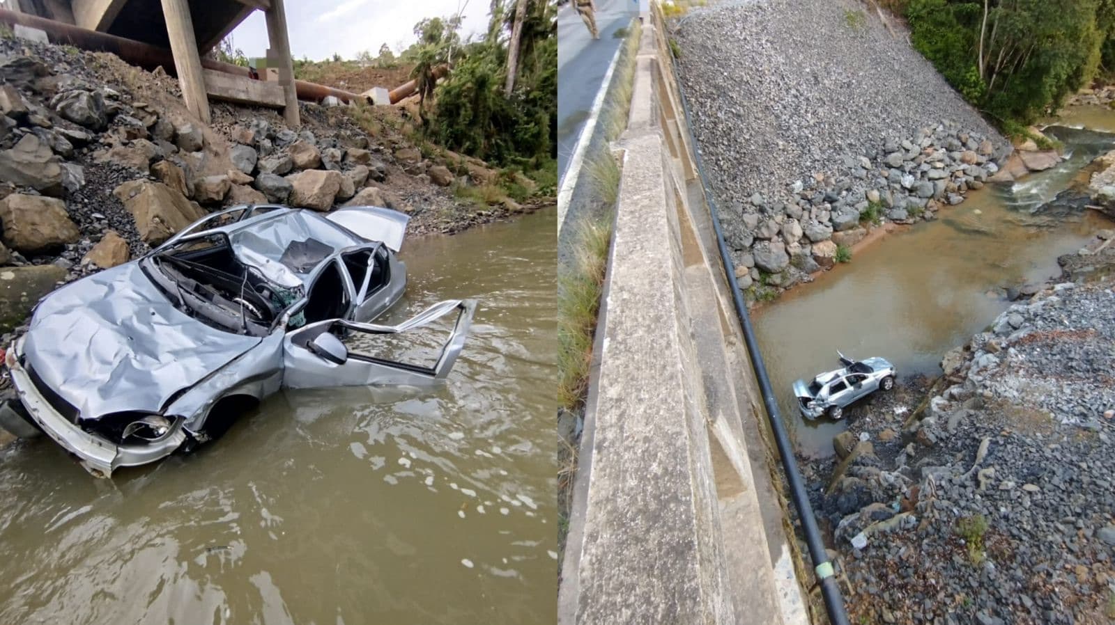 Idoso morre após carro cair de ponte na SC-350, no Alto Vale do Itajaí