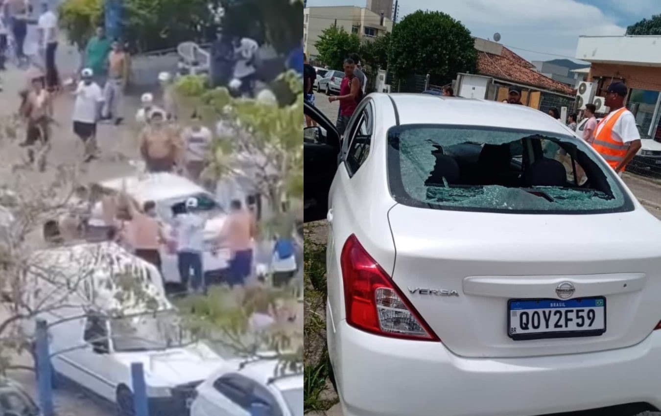 Selvageria em Florianópolis: motorista de app tem carro destruído por aceitar corrida “errada”