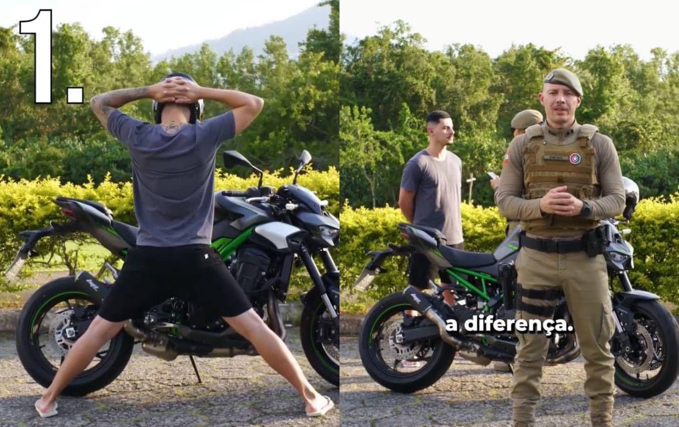 Grau de moto? PMSC ensina três posições para motociclistas “amostradinhos”