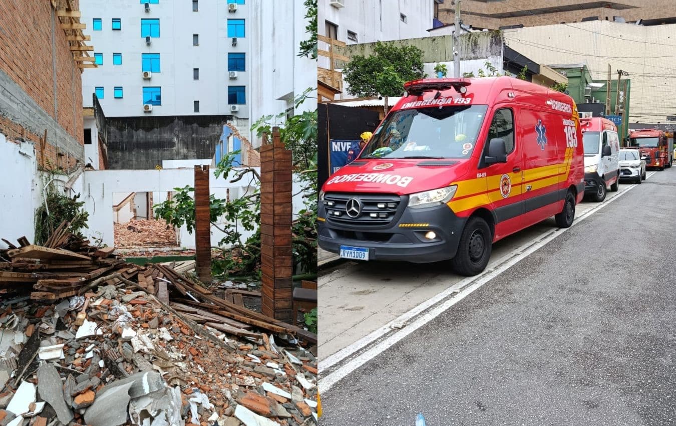 Dois pedreiros ficam soterrados após desabamento em obra no Centro de Florianópolis
