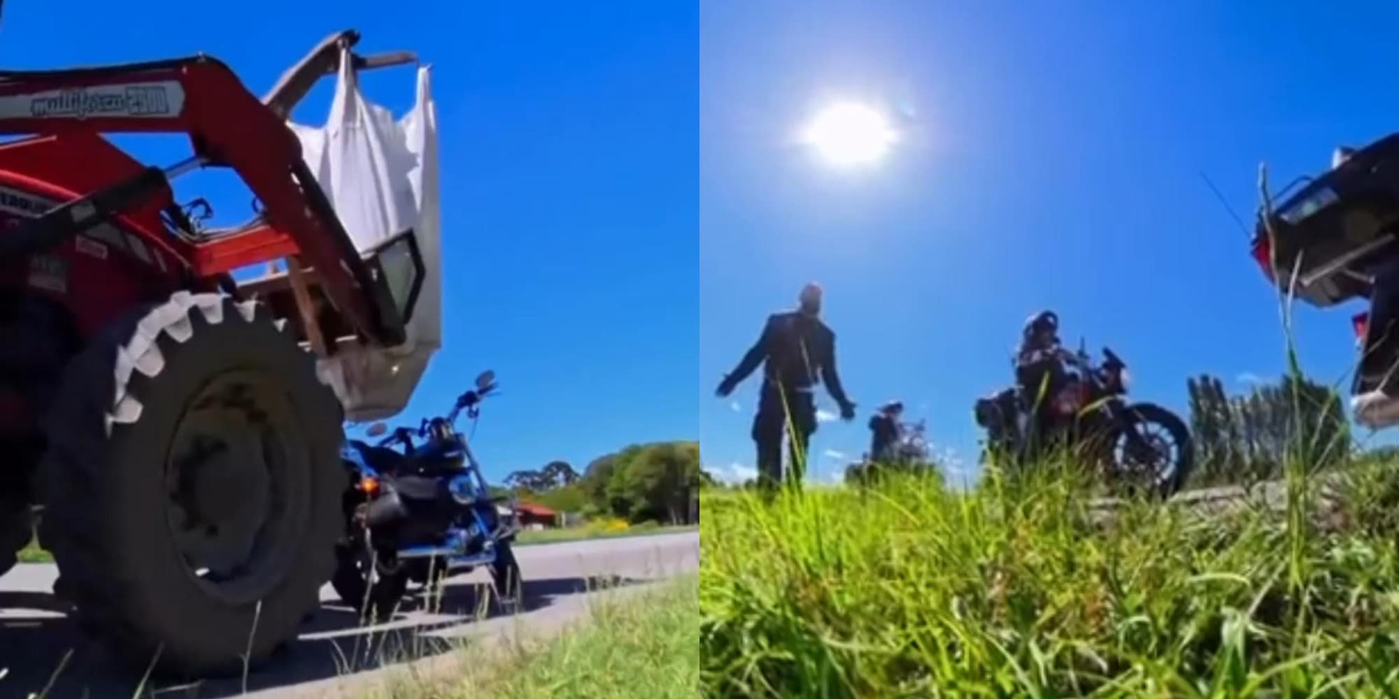 “Achei que ele tinha me visto”: trator passa por cima de Harley-Davidson na Serra Catarinense