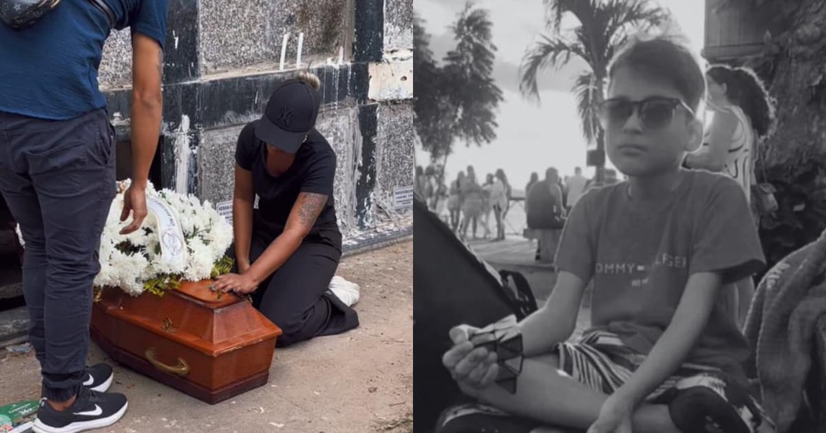 Mãe de menino autista morto pelo pai desaba no enterro: “meu anjo era bom demais pra este mundo”