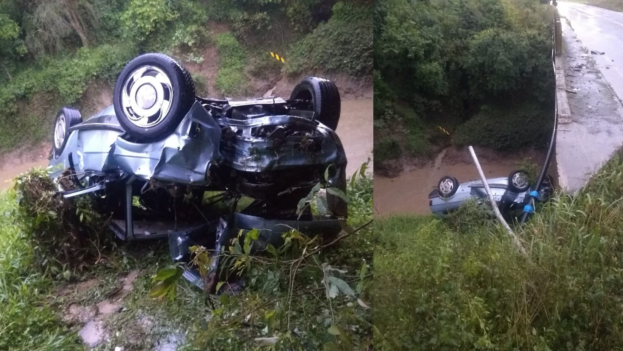 Motorista escapa com vida após carro capotar em rodovia de Taió