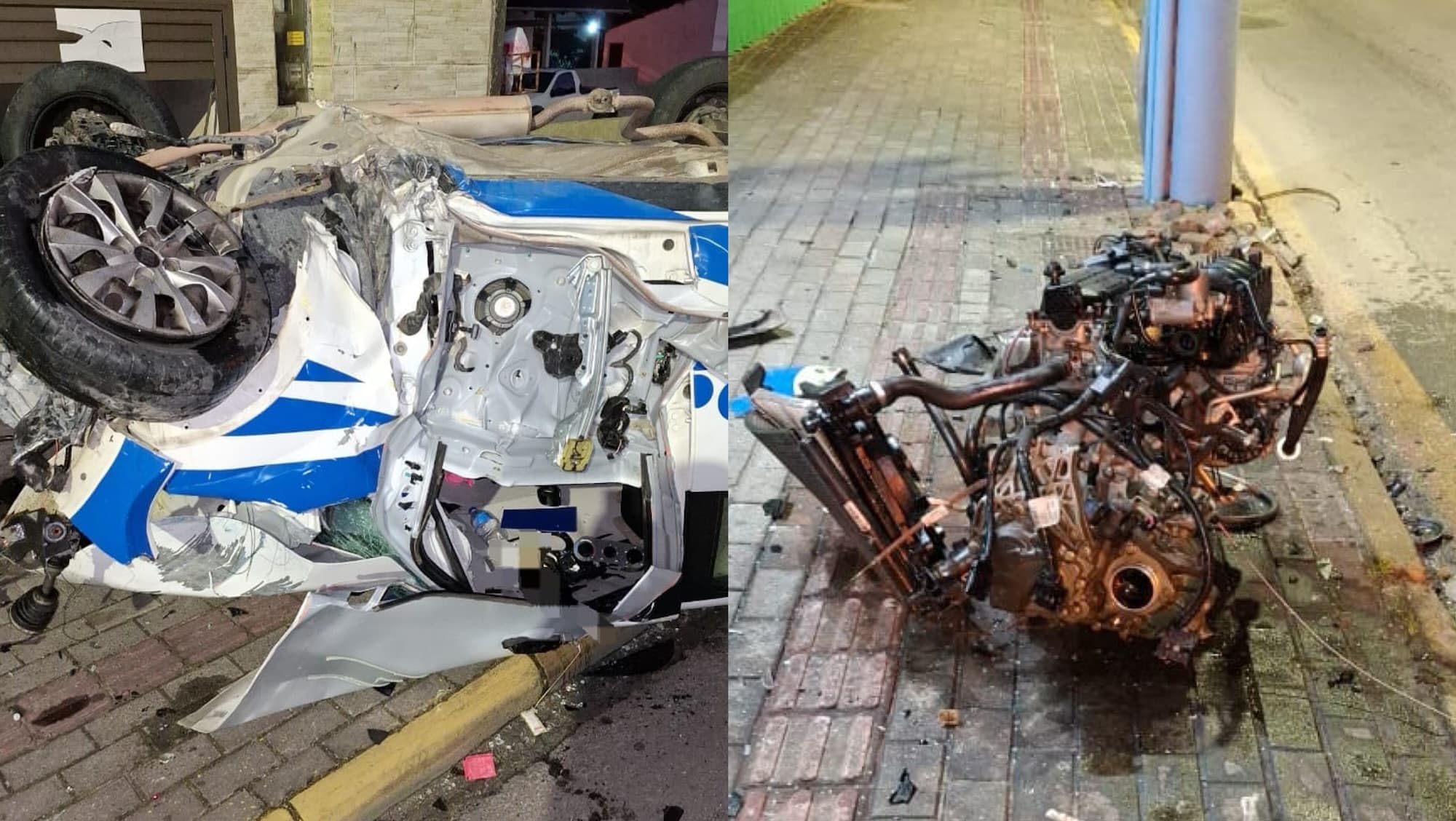 “Motor voou longe”: motorista capota carro, acerta poste e foge em Porto Belo