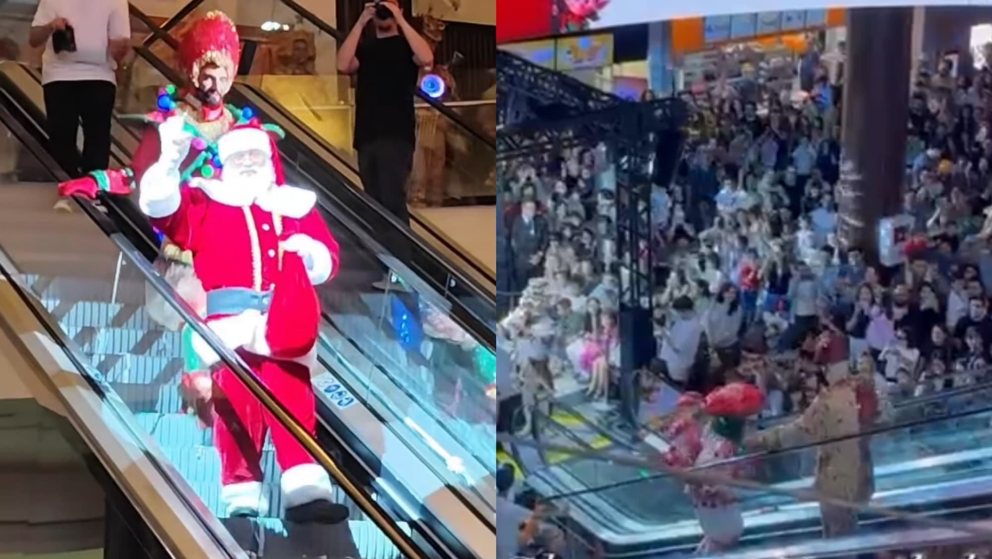 Chegada do Papai Noel lota shopping em Balneário Camboriú