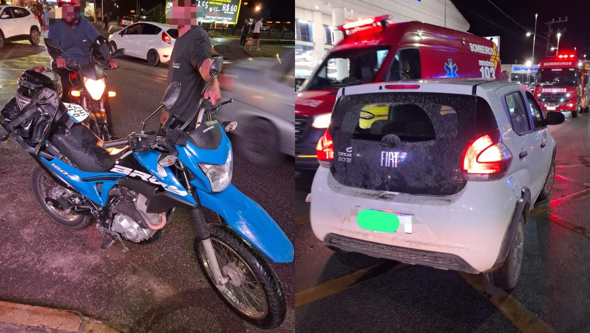 Acidente entre carro e moto deixa motociclista em estado grave em Porto Belo