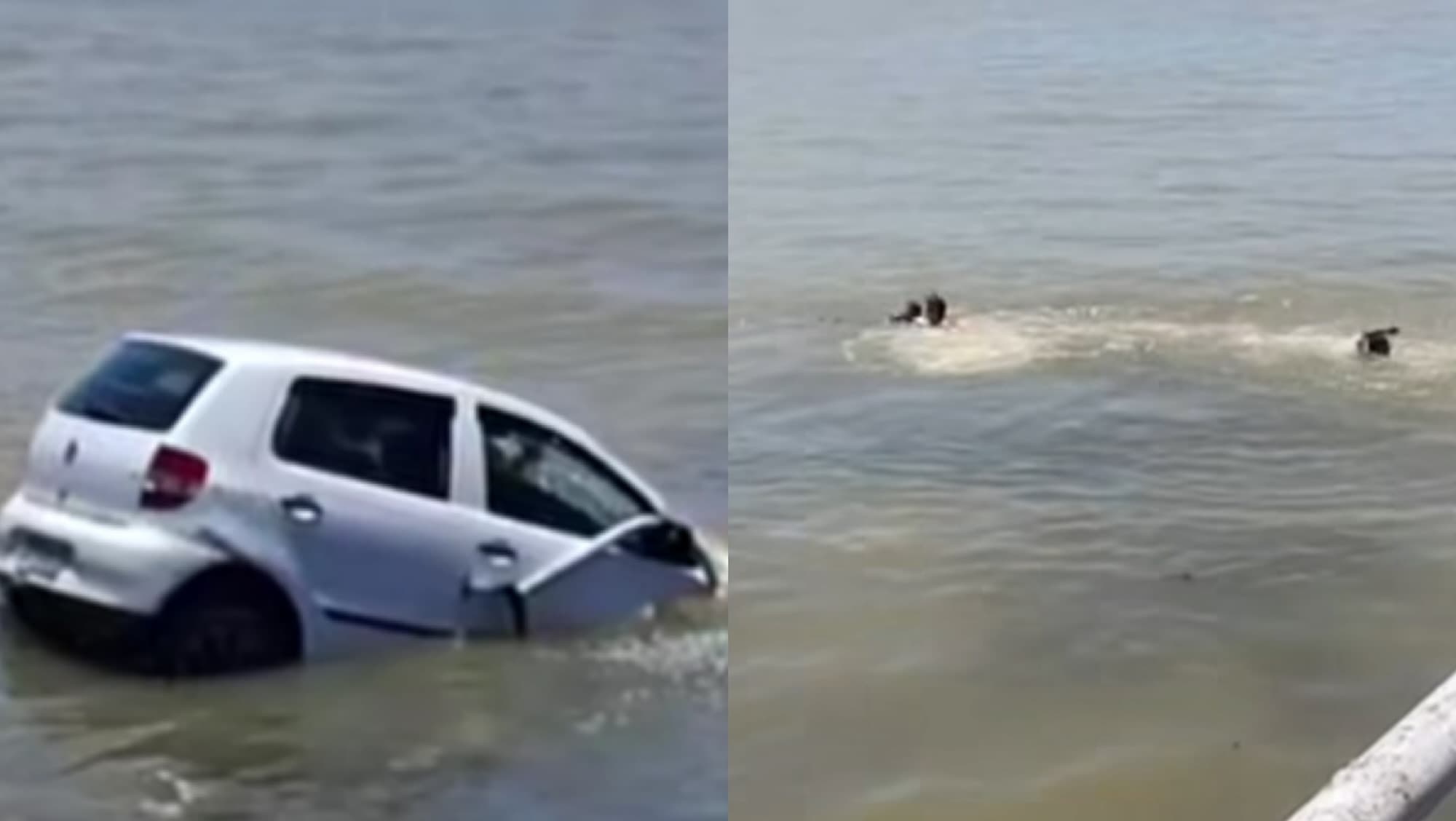 Mulher cai dentro de rio com veículo após acidente em Itajaí