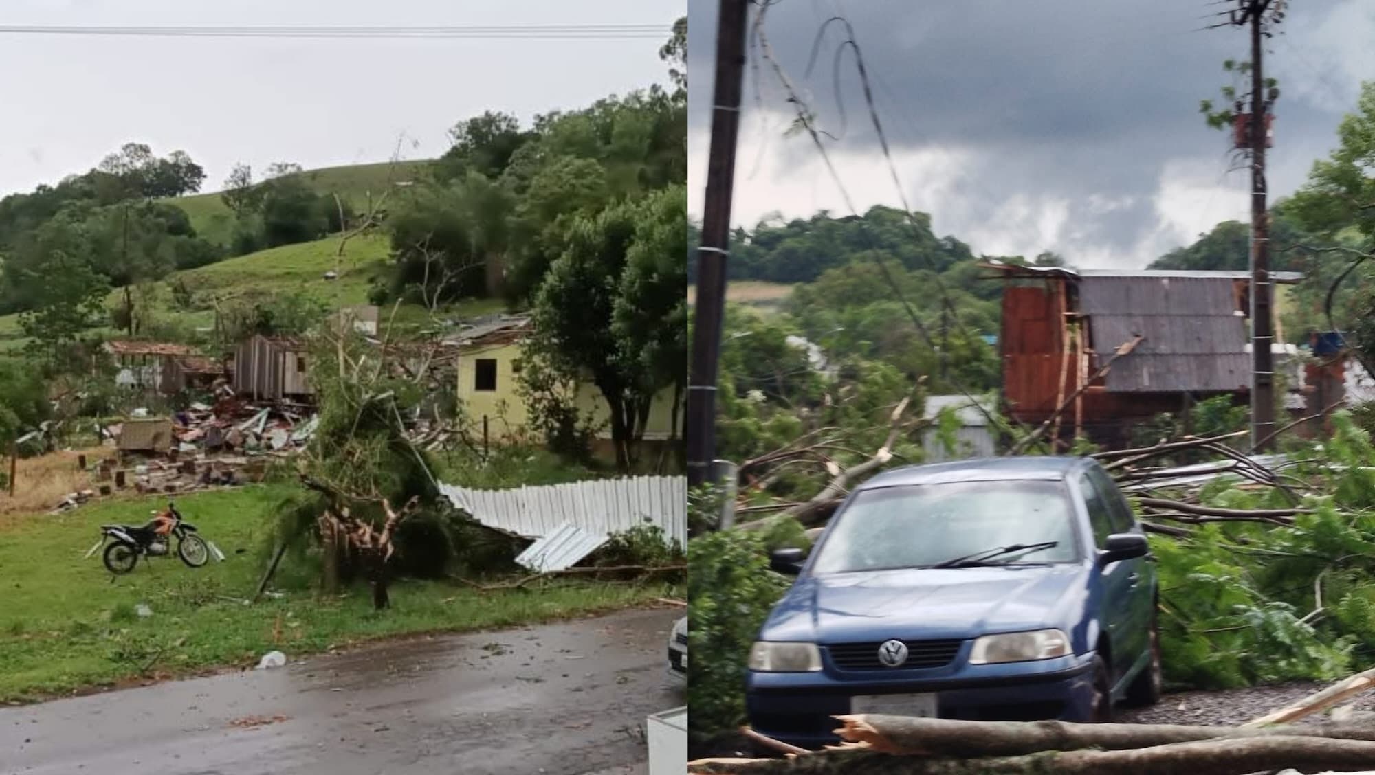 “Arrancou a casa inteira dos piá”: moradora mostra destruição após tempestade severa em SC