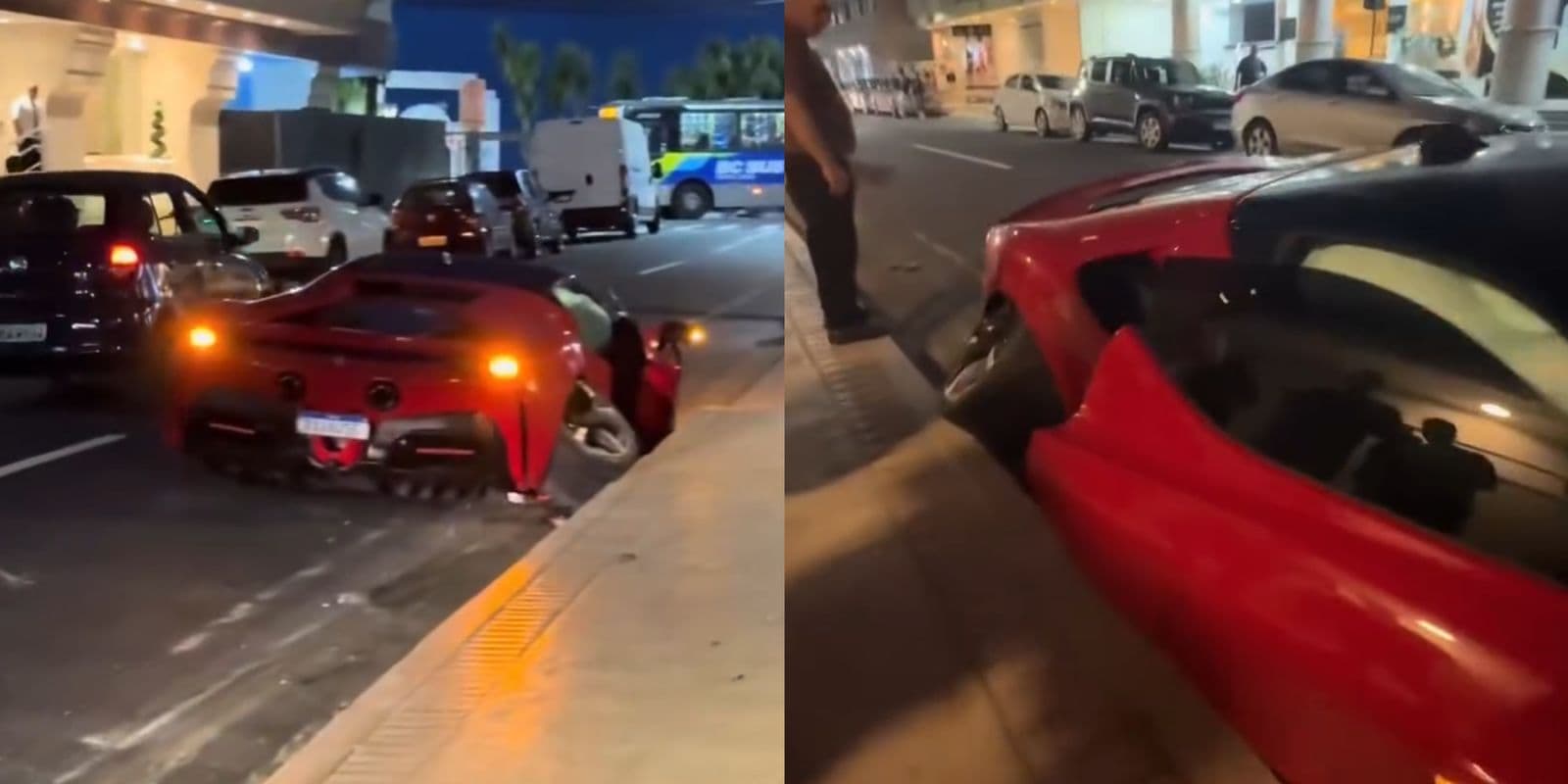 “Já era”: Ferrari milionária é abandonada em Balneário Camboriú após acidente