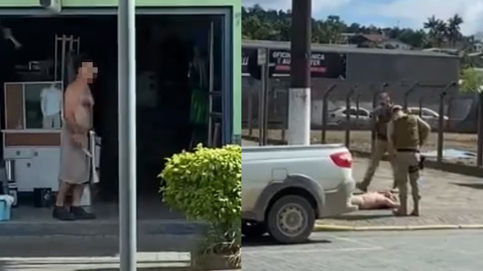 “Chifrada” termina em surto: homem traído sai às ruas semi-nu e armado com facas em SC