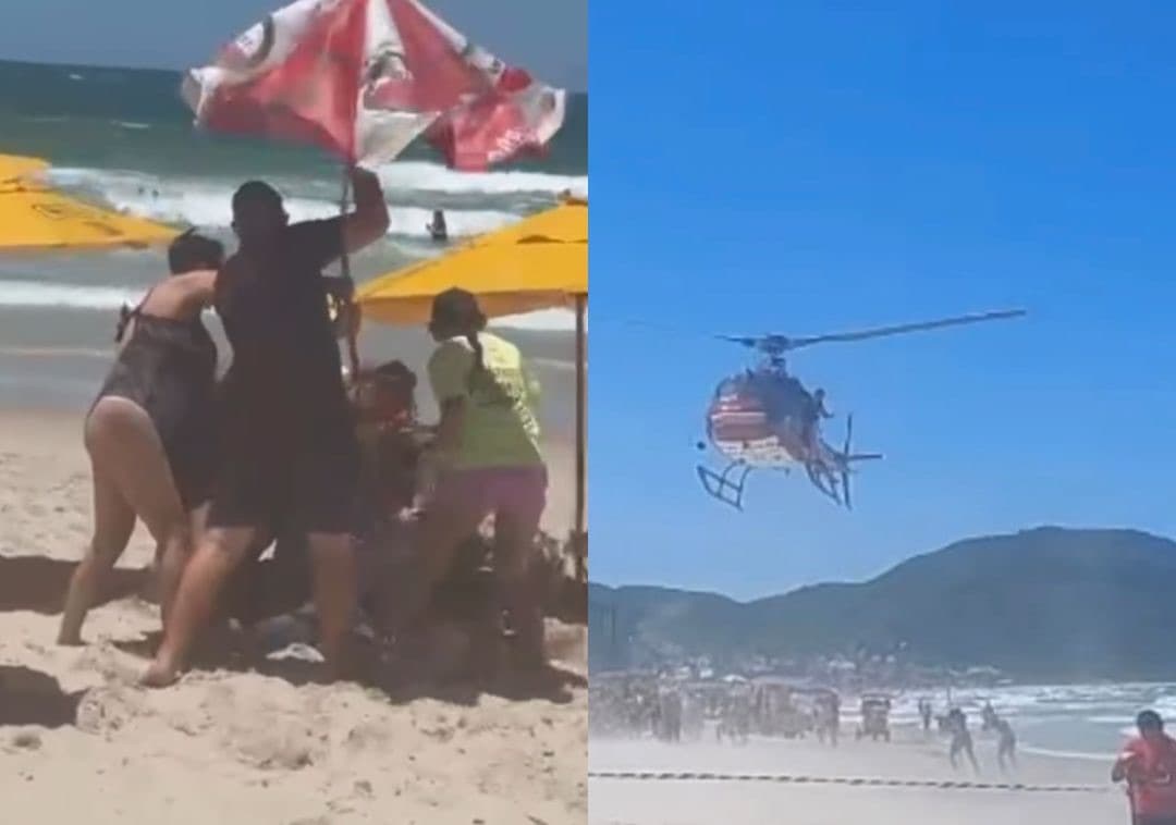 Ambulante é internado após briga por cadeira e guarda-sol em praia de Florianópolis; VÍDEOS