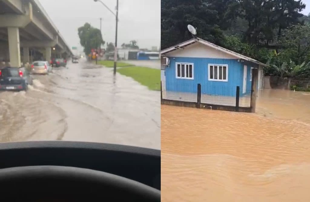 Tijucas tem alagamentos e Grande Florianópolis entra em alerta máximo por ciclone