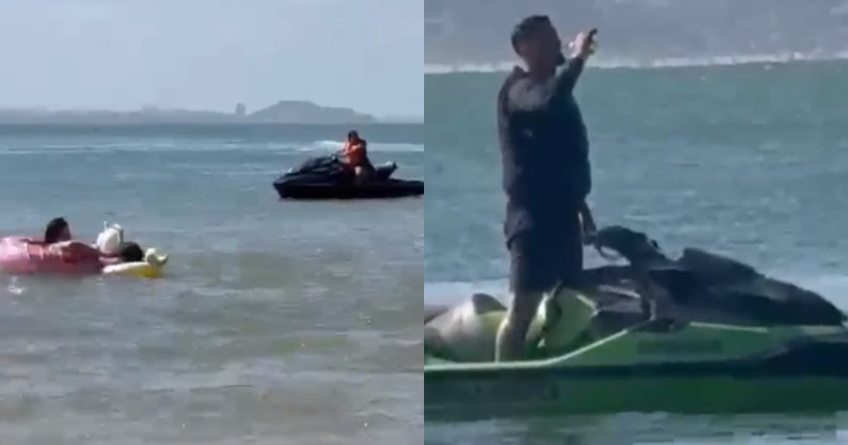 Grupo em jet skis é flagrado bebendo e fazendo manobras perigosas próximo a crianças em SC