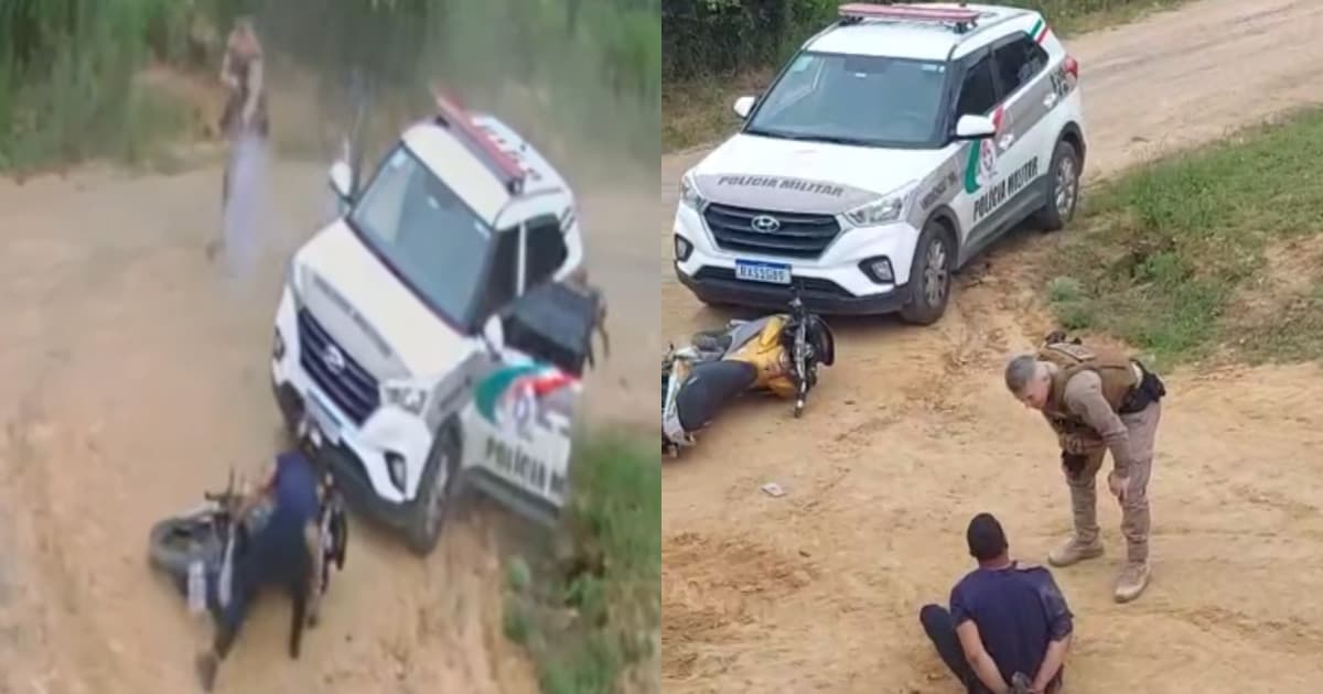 “Aqui é peito de aço”: suspeito ignora balas de borracha e desafia a PMSC