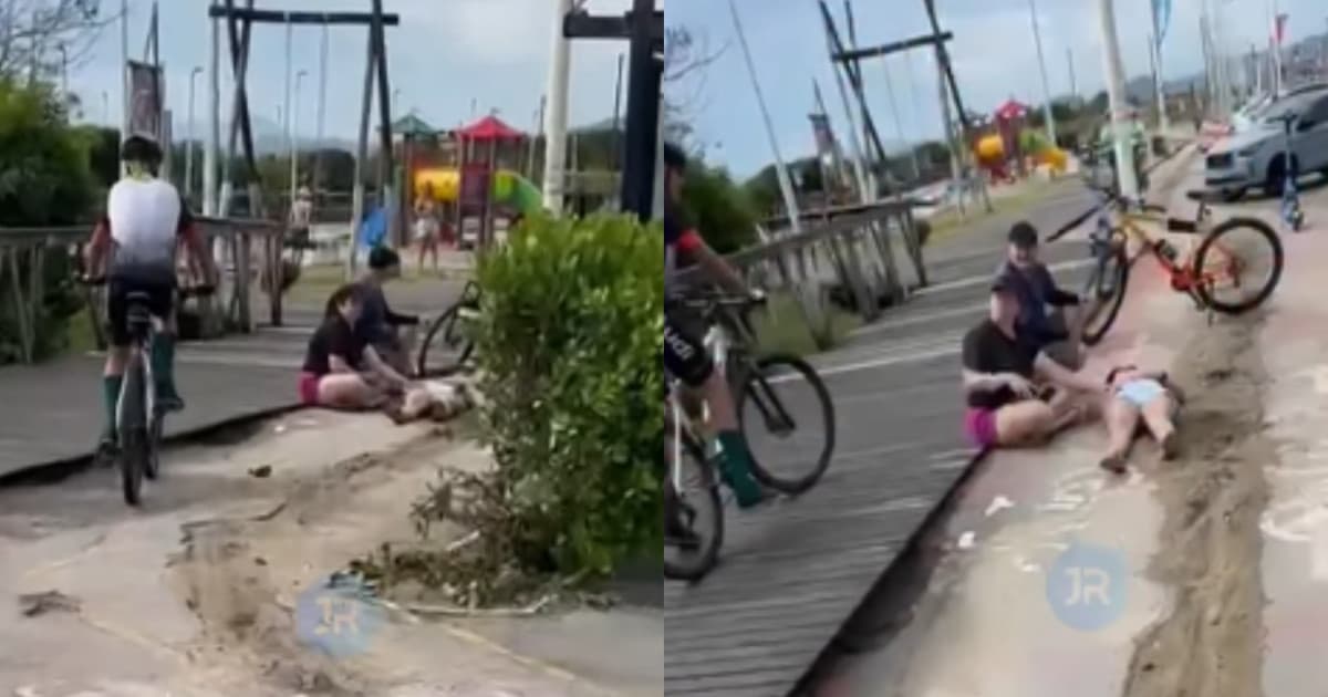 Abandono em plena temporada deixa ciclovia perigosa em Navegantes e vídeo viraliza: “vai, faz gol”