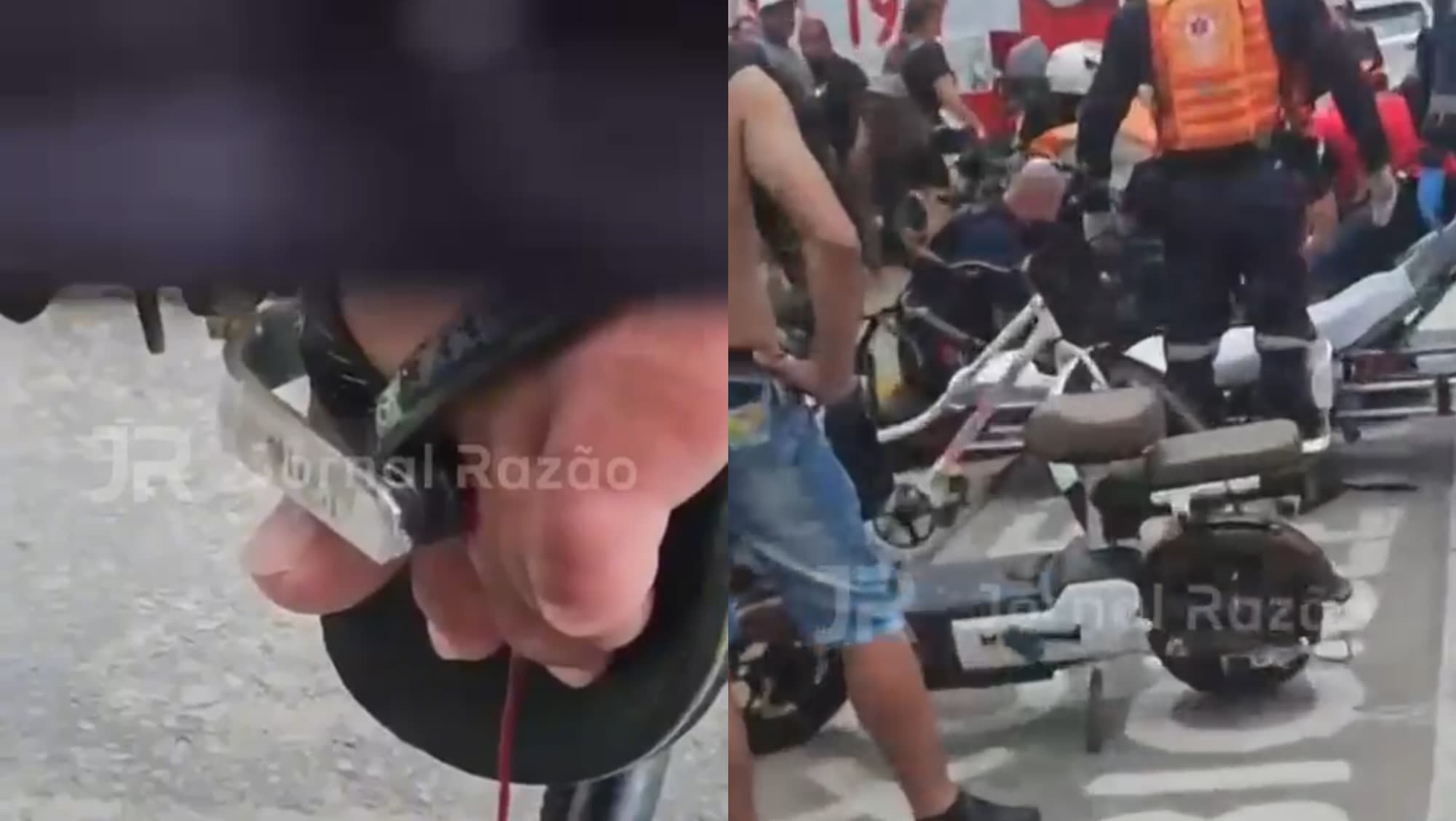 Trocador de marcha atravessa pé de motociclista após acidente em Itapema
