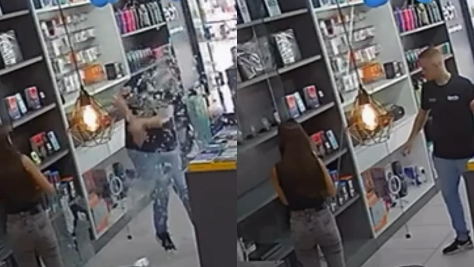 Porta de vidro se solta e “explode” na cabeça de dono de loja em SC