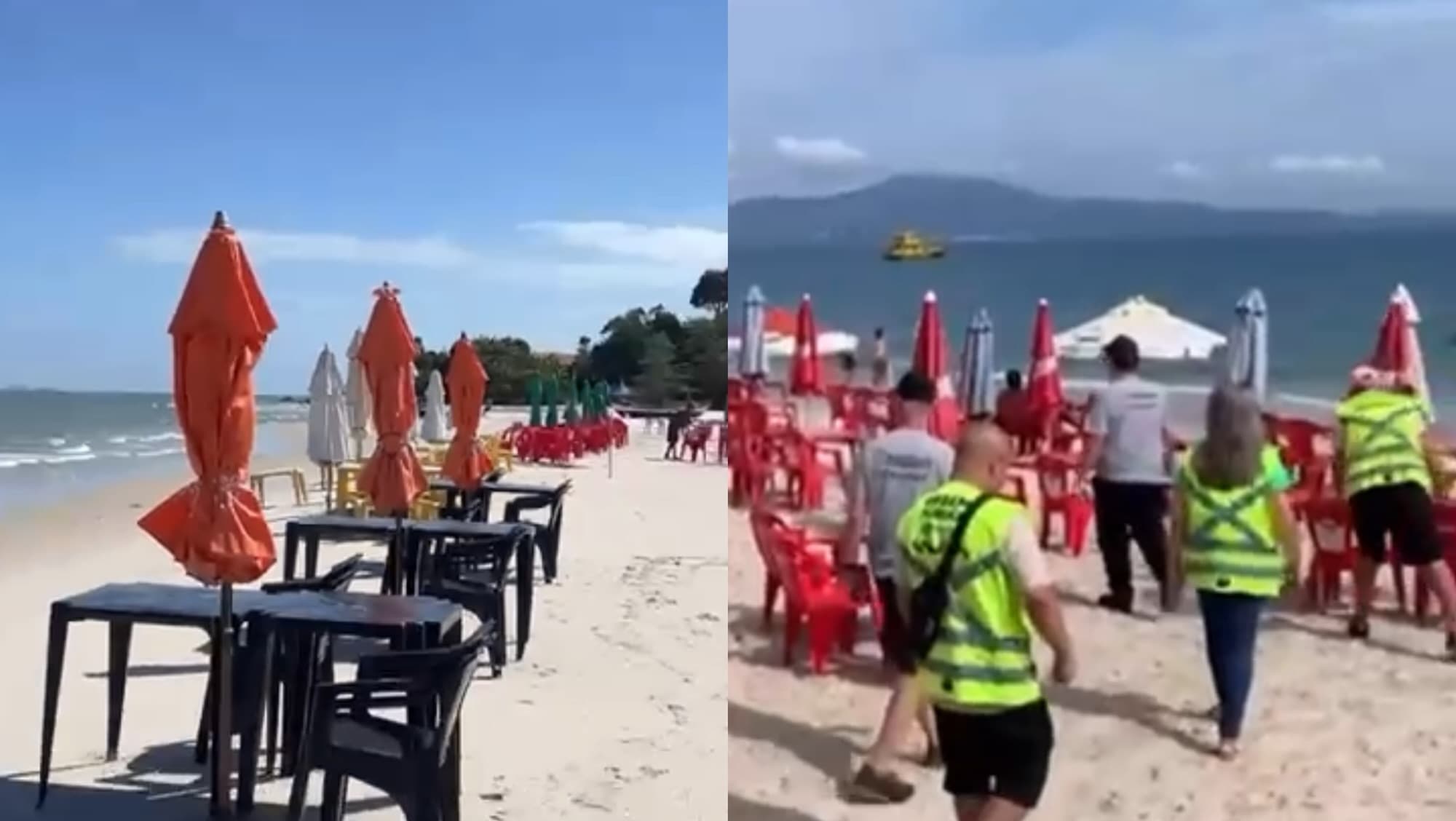 Guarda-sóis de comércios ocupam areia da praia e geram revolta entre turistas em Florianópolis