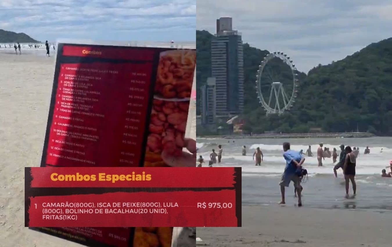 Turista reclama de combo de R$975,00 em praia de Balneário Camboriú: “cadê o Procon?”