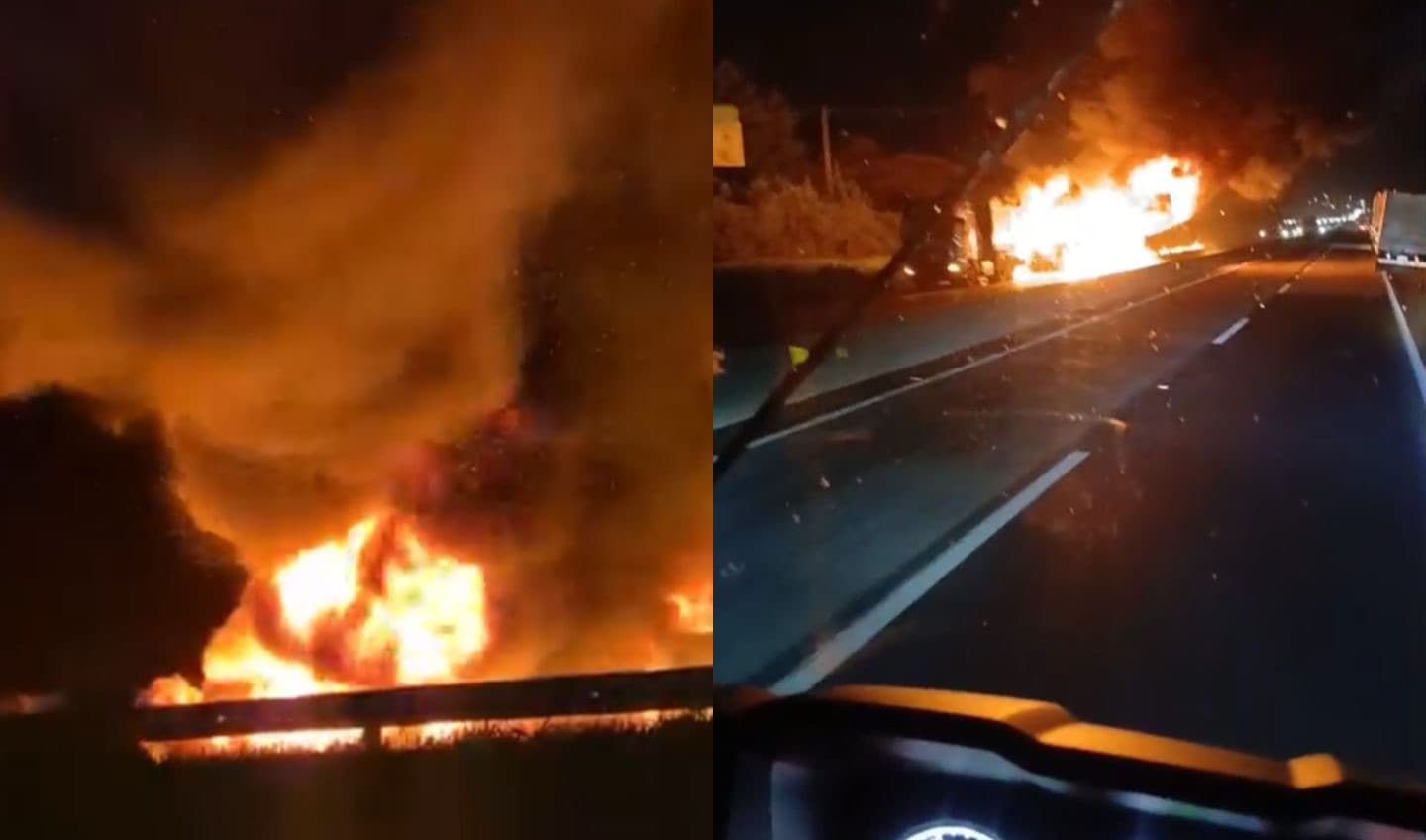 URGENTE: Caminhão pega fogo e bloqueia BR-101 em Tijucas, na Grande Florianópolis