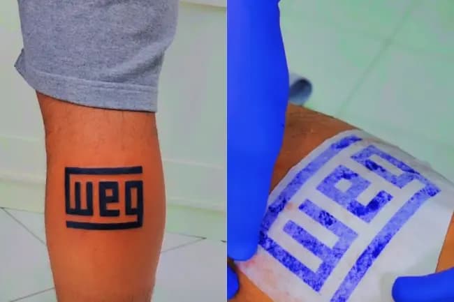 Funcionário da “fábrica de bilionários” catarinense, tatua nome da empresa em homenagem à própria trajetória