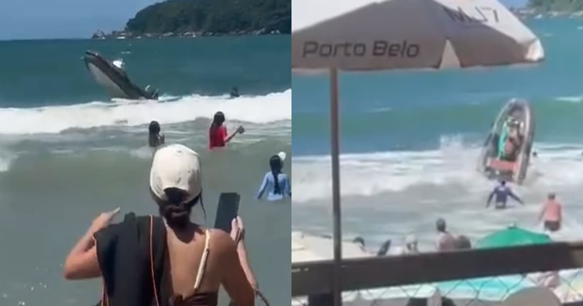 Bote fica desgovernado, quase provoca acidente e assusta banhistas em Porto Belo