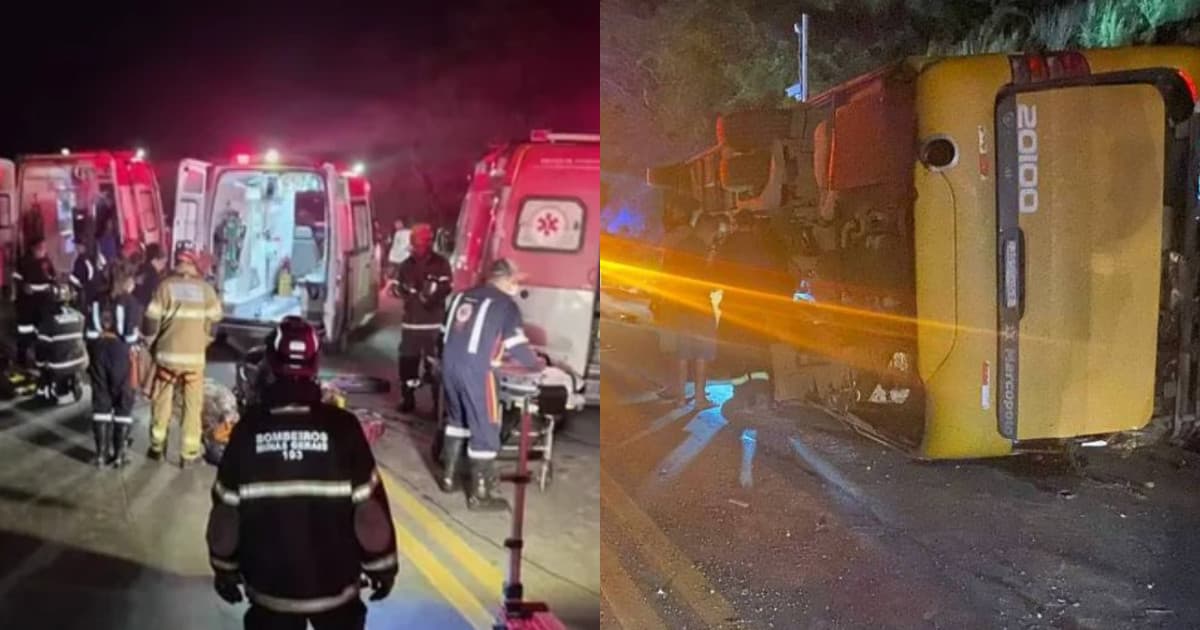 Ônibus que trazia passageiros para SC tomba a caminho de Itapema; cinco morreram