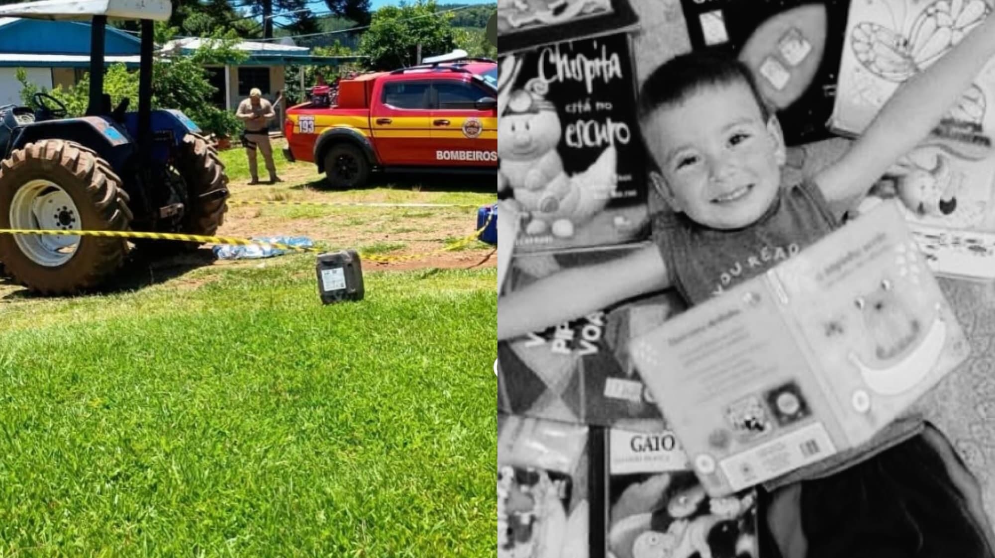 Criança de 4 anos morre após cair de trator em sítio de SC