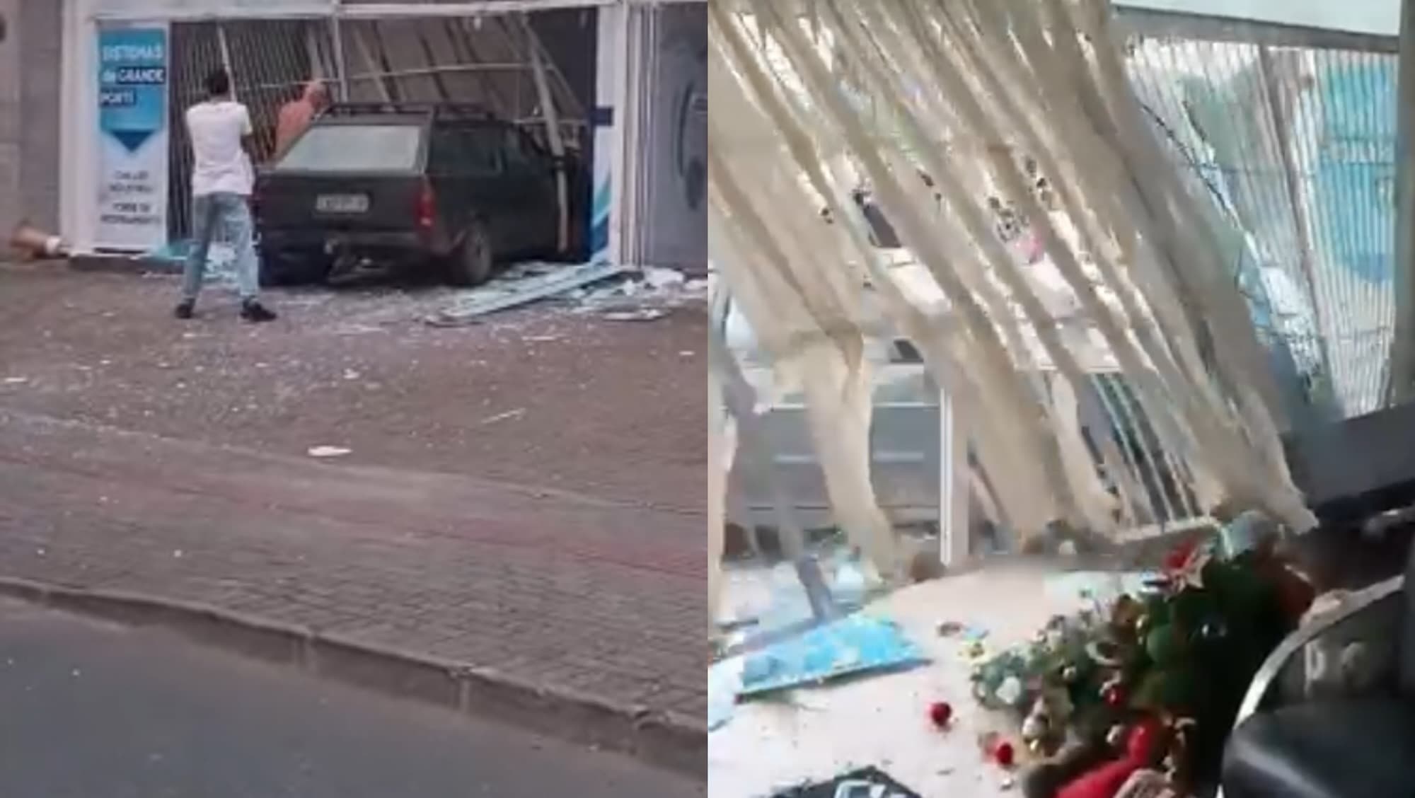 “Vou quebrar tudo!”: homem surta e joga carro contra loja em Blumenau