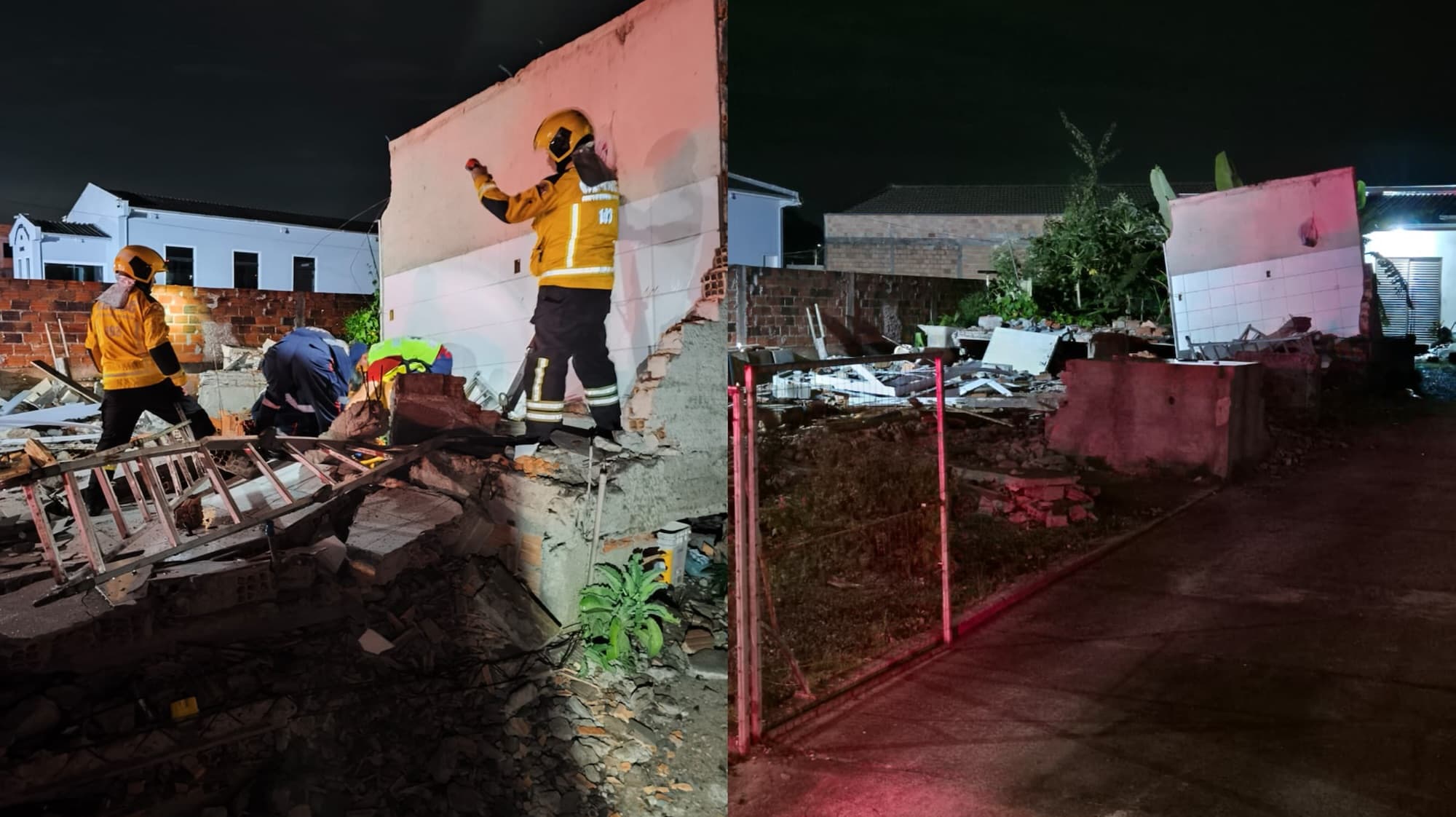 Estrutura de casa desmorona em cima de morador durante obra em Criciúma