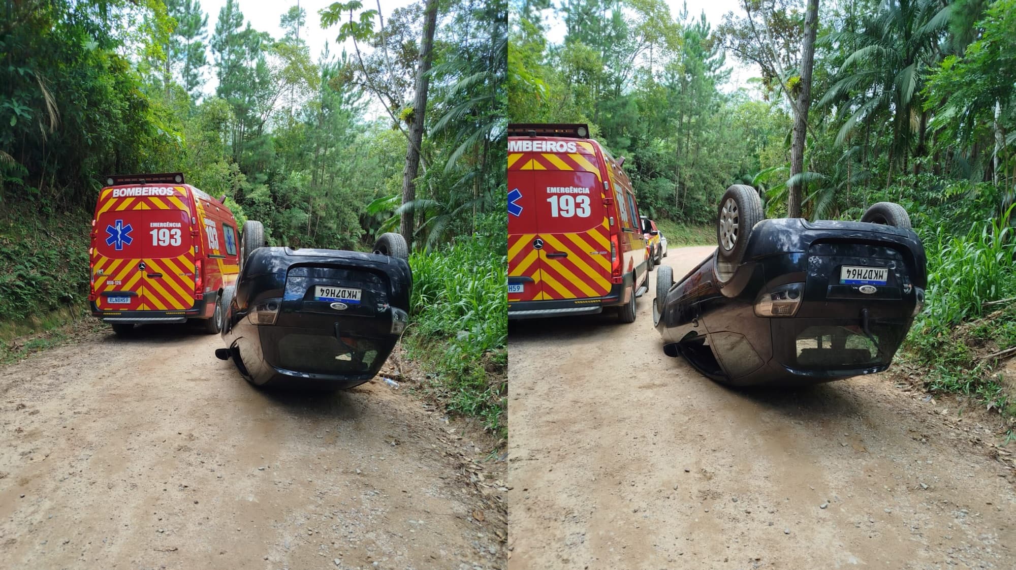 Motorista é encontrada desacordada após capotamento violento no Vale do Itajaí