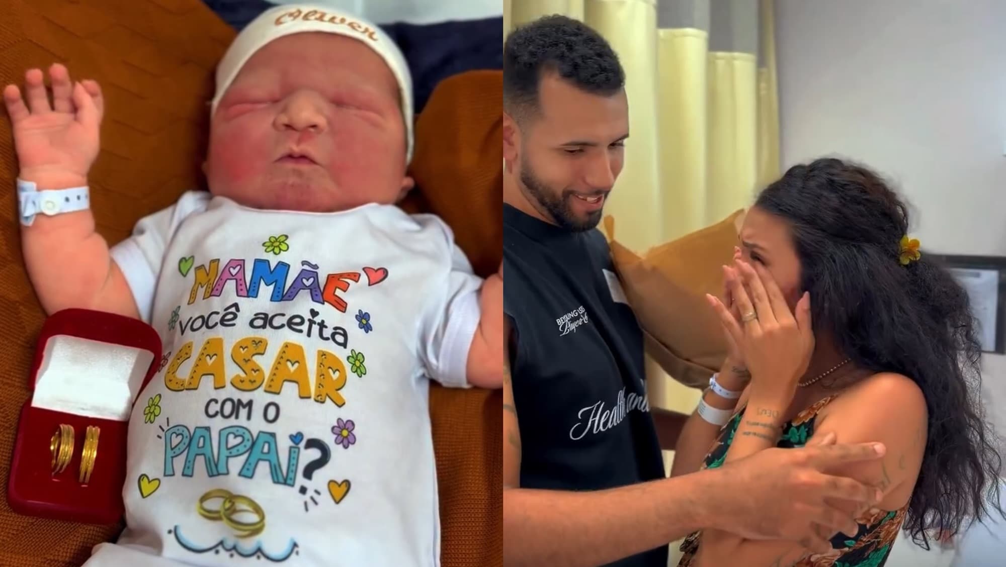“Você aceita casar com o papai?”: pedido de maternidade surpreendente mãe logo após o parto em SC