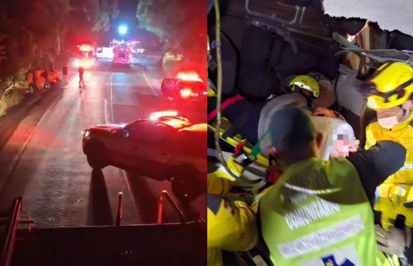 Tragédia em SC: três morrem e 13 ficam feridos após ônibus cair em ribanceira na BR-470