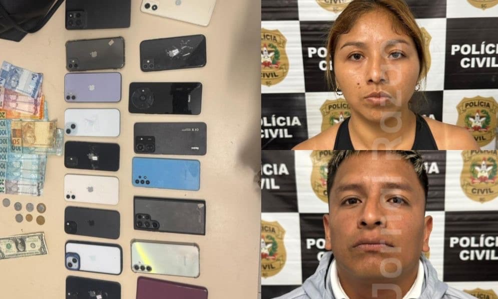 PMSC prende casal do Peru e recupera 17 celulares furtados no Carnaval de Florianópolis