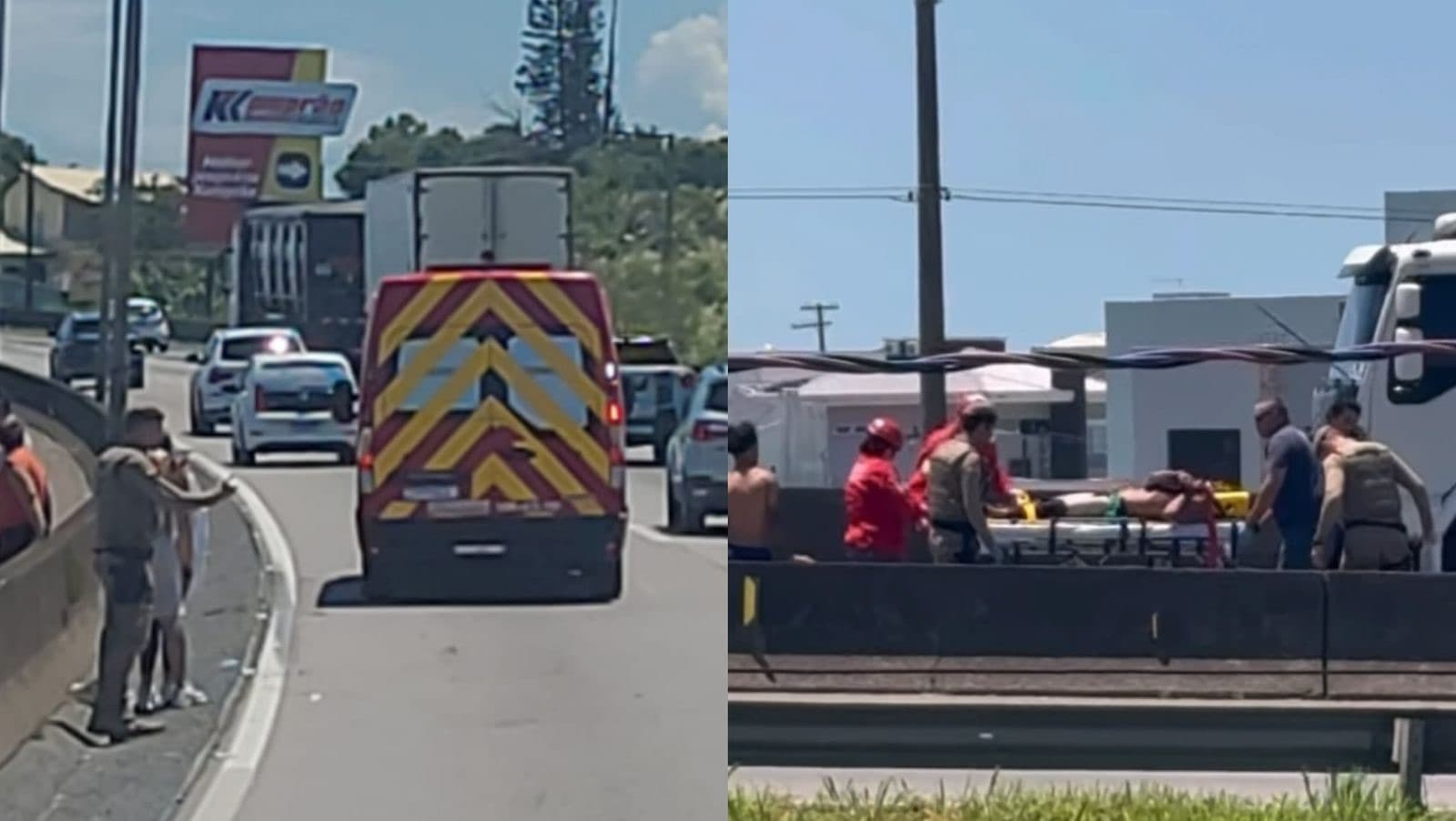 “Cena de filme”: homem algemado quebra vidro de viatura, foge e acaba atropelado na BR-101