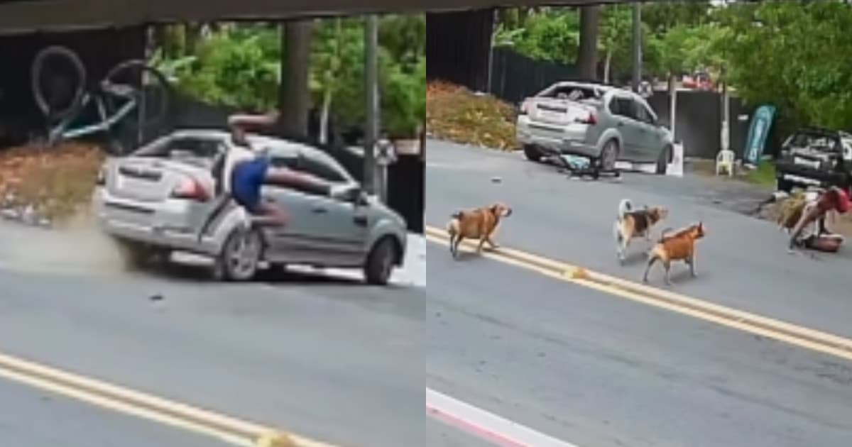 “Socãorristas” chegam segundos após acidente entre ciclista e carro em praia de Balneário Camboriú